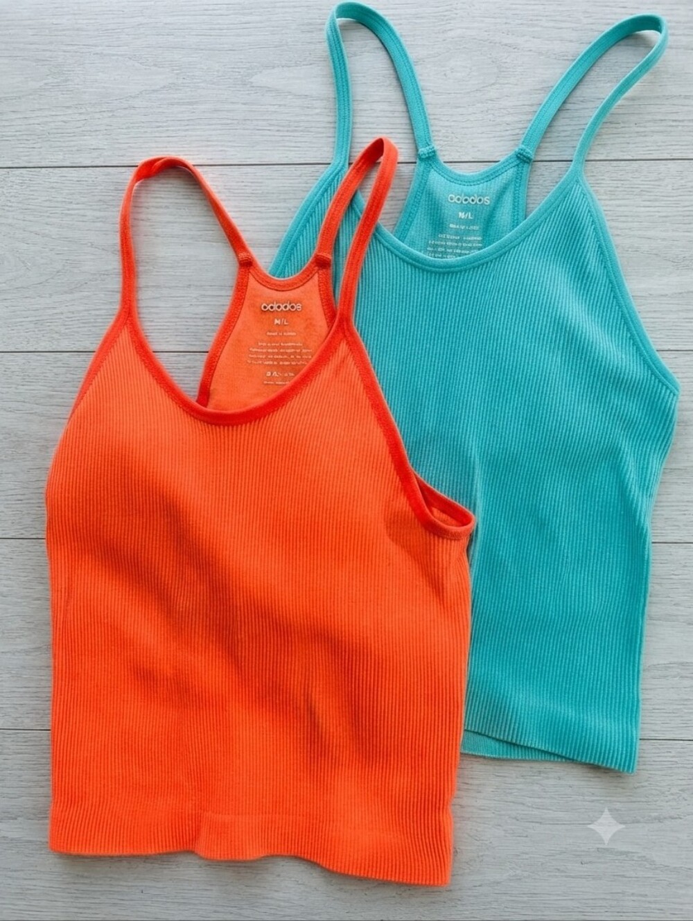 Ododos Women's Ribbed Tank Top - Orange and Teal